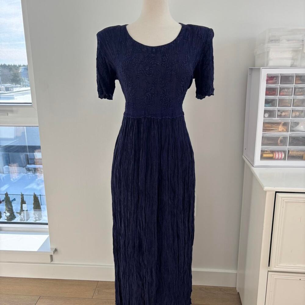 All That Jazz Purple/Blue Pleated Ruffle Maxi Dancing Dress Medium - Picture 2 of 7